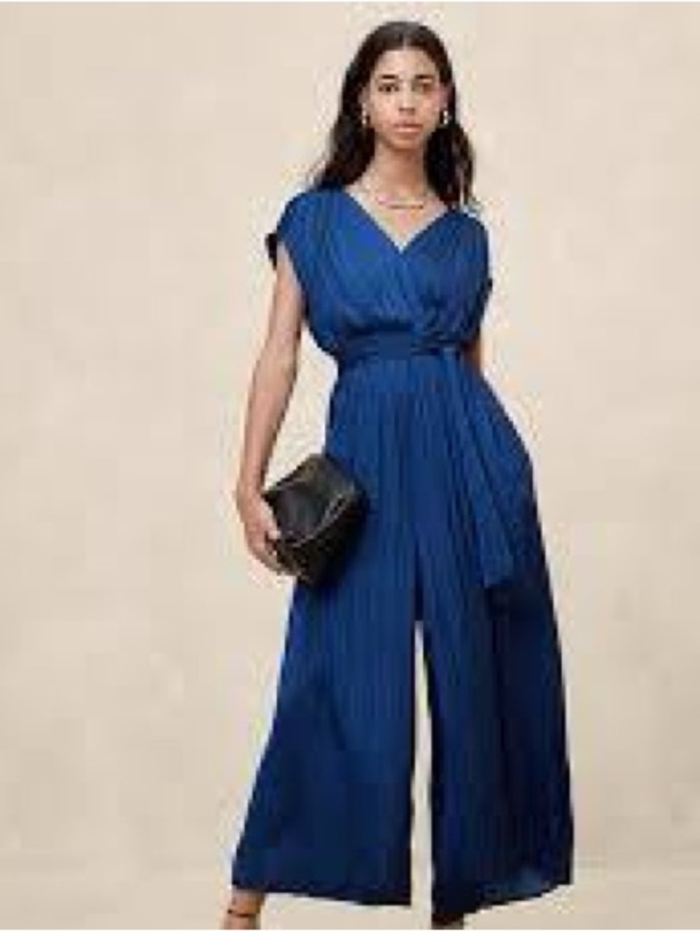 Banana Republic Factory Crystal Pleated Jumpsuit Blue XXS